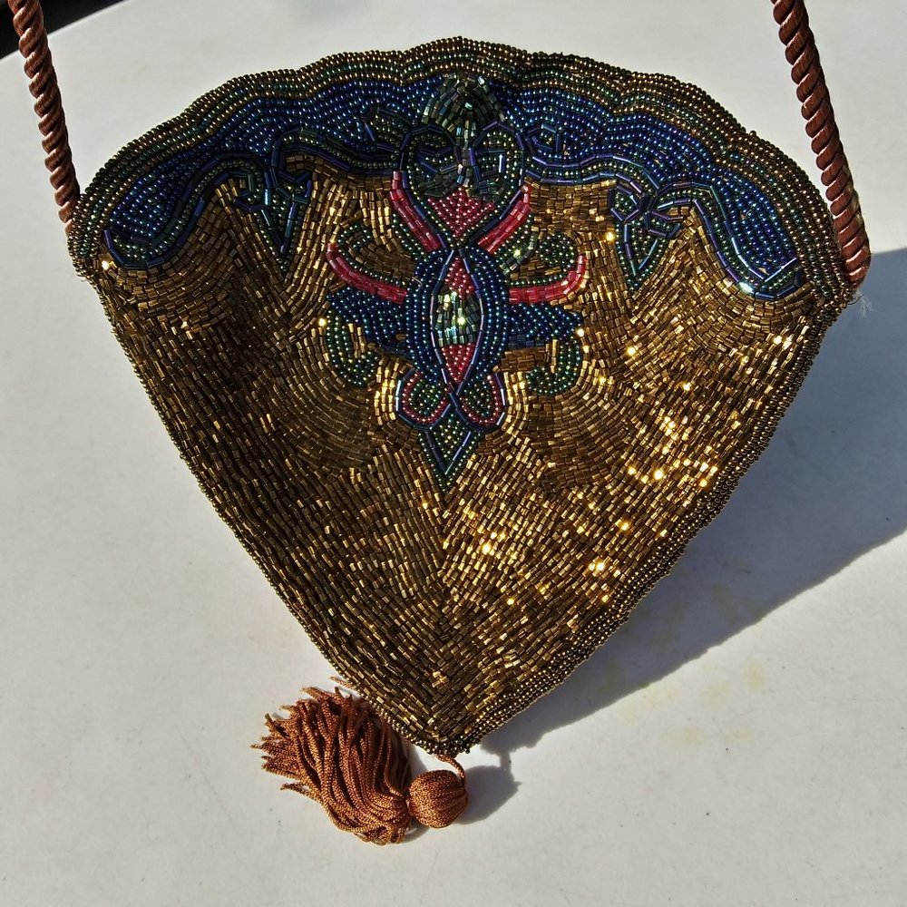 Copper Beaded Decorative Oriental Evening Bag